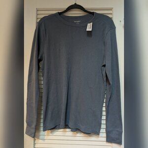 NWT Old Navy Waffle Crew Neck Gray Long Sleeve Shirt | Men's Size S